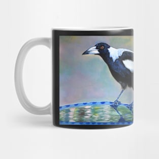 Magpie at the Birdbath Mug